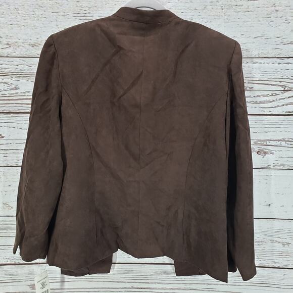 Jessica Howard New Tan Brown Faux Leather Suede 3Pcs. Jacket Pants Size 18 - Picture 8 of 12